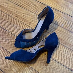 Elegant Blue Suede Women's Heels